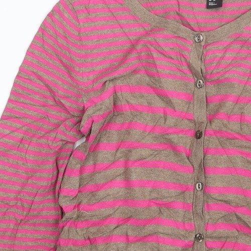 H&M Womens Pink Crew Neck Cotton Blend Cardigan Size S - Picture 8 of 12