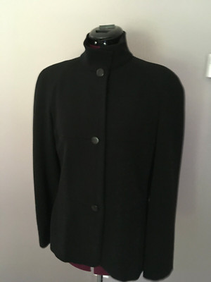 Max Mara Women's 100% Pure New Wool Jacket Blazer Black Size 12 Made Italy
