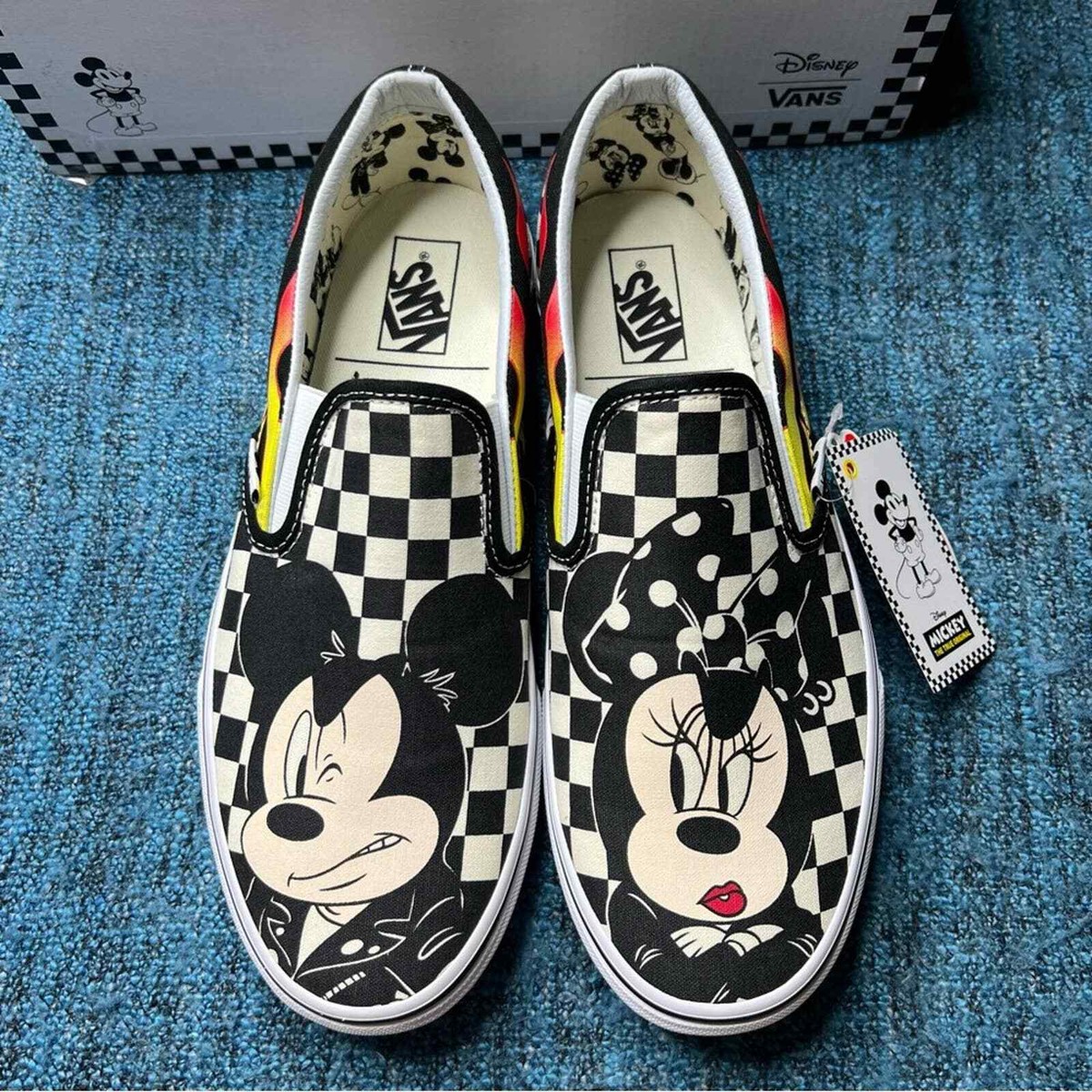 Vans x Disney Mickey and Minnie Flame Classic Slip On Sneakers