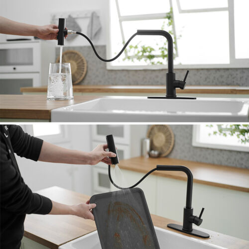 Stainless steel Kitchen Sink Faucet Pull Down Sprayer Single Handle Swivel Mixer - Picture 14 of 25