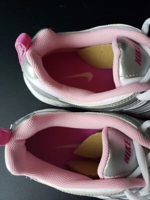 Nike Girls White Silver Pink Shoe Sneakers Big Kid size 5