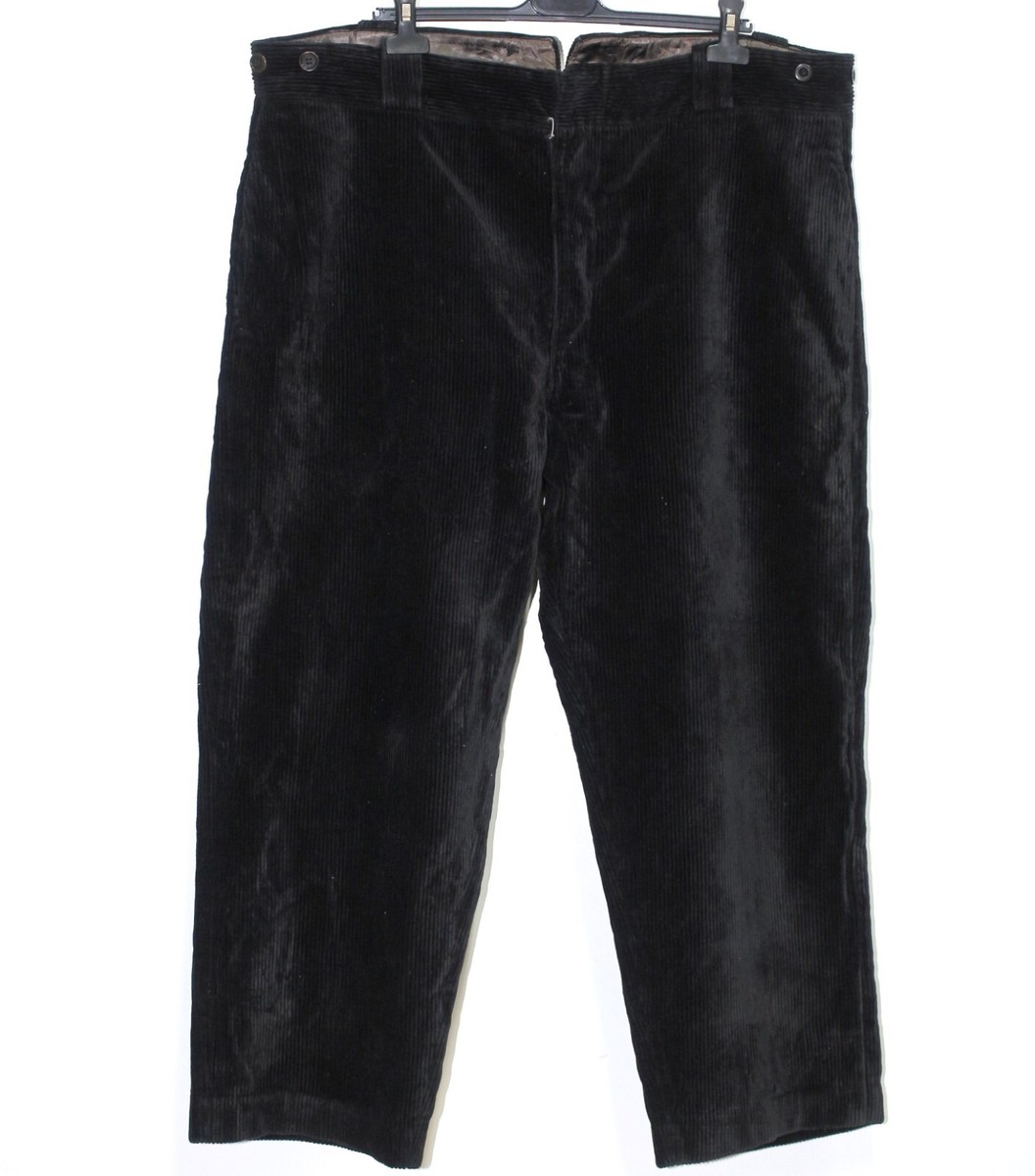 パンツ 1950s French work Corduroy pants French 1940s Buckle Back Black Thick Corduroy Work Chore Peasant