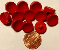 12 Small Thick Concave Glossy Bright Red Plastic Shank Buttons 1/2" 12.5mm 10485
