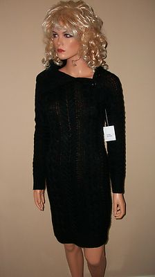 $78 NWT Victoria Secret Moda Label Black Cable Sweater Dress S | eBay