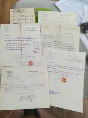 E# Selection of 20 Solicitors Letters/Documents from 1900-1920. Leicester/Derby 