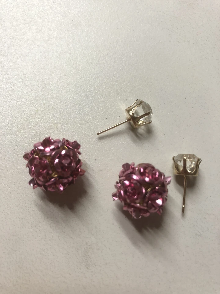 Ohrstecker Rosen Doppelkugel Blume pink rosa bunt Statement Feier gute Laune
