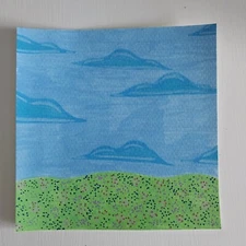 Sindy Fuhr Acrylic Painting Original Nature Pop Art Title Cloudy Floral Hill A1