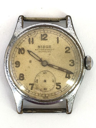 VINTAGE SWISS MENS NISUS 170 MOVEMENT WATCH - WORLD WAR 2 GERMAN MILITARY