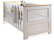 Babybett Gitterbett Bett 140x70 cm für BABYZIMMER CARLY Massivholz Kiefer Weiß