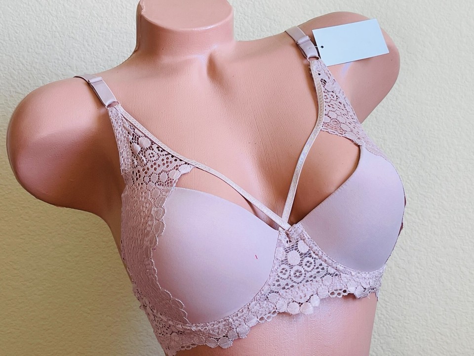 Lot 3/6 Bras Push-ups Plunge Bra Lace 3 hooks Strappy Detail Caged
