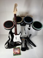 Rock Band 4 Xbox One Bundle Wireless Drums Pedal Fender Guitar Mic Cracked Pads