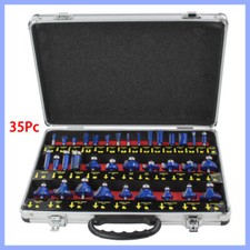 35Pcs Milling Cutter Router Bit Set Carbide Router 1/4" Shank in Aluminum Case