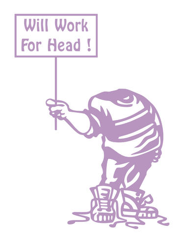 Will Work For Head Funny Vinyl Decal Sticker 43 different colors available - Foto 20 di 45