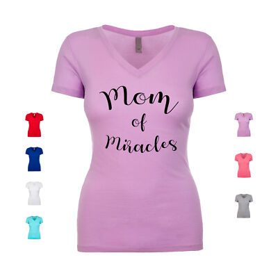 Mom Of Miracles motherhood god faith love care passion Women's V Neck Shirt