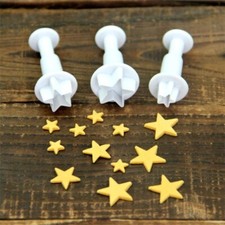 3pcs Heart or Star Fondant Cutter Cookie Cake Biscuit Ejector Stamp Plunger
