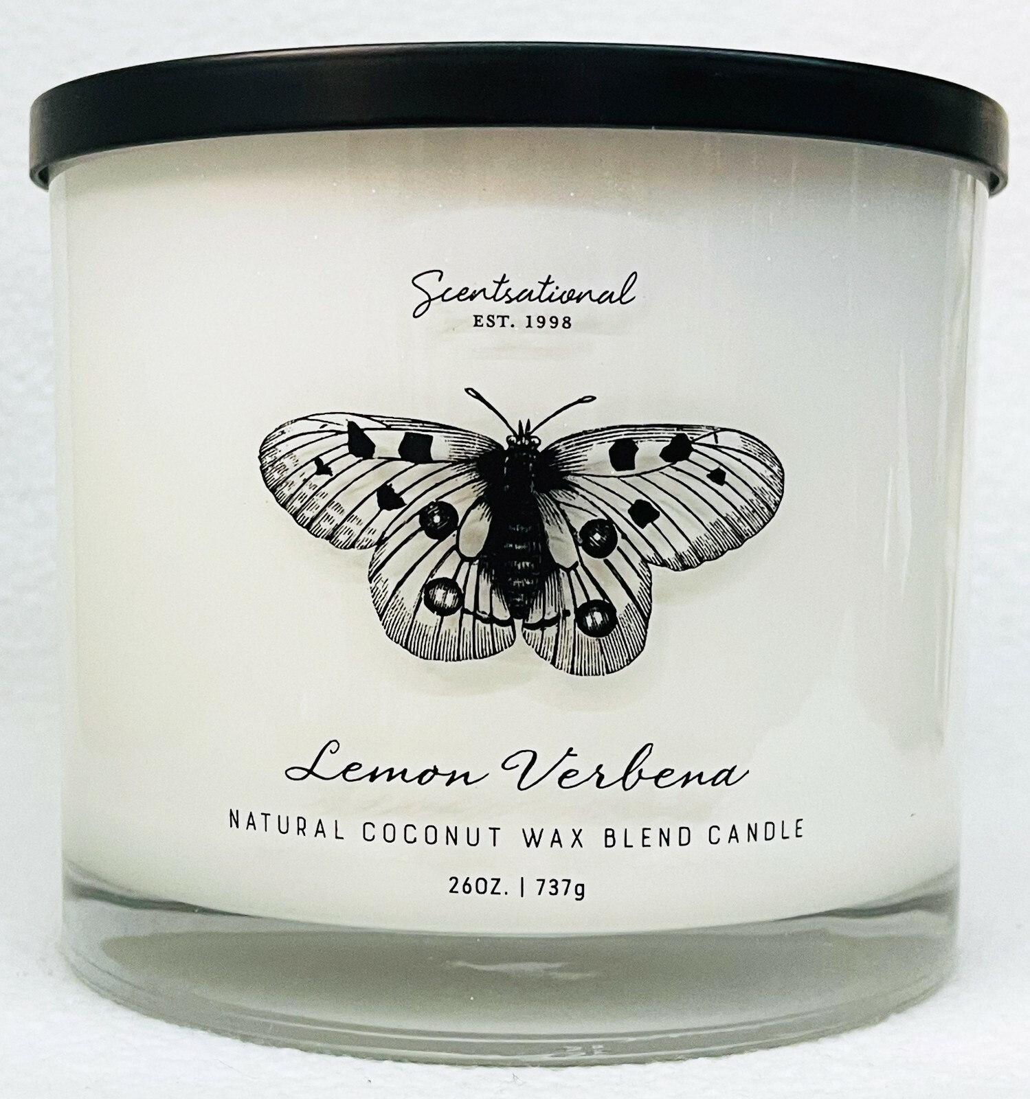 1 Scentsational LEMON VERBENA Natural Coconut Wax Large Candle Glass 26