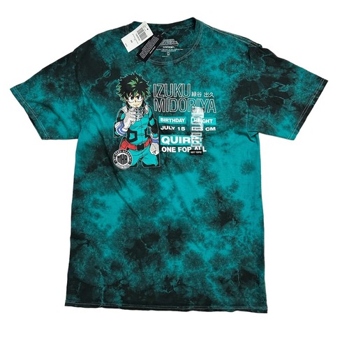 My Hero Academia Anime Izuku Midoriya Profile Tie-Dye Wash Tee T-Shirt Medium - Picture 1 of 6