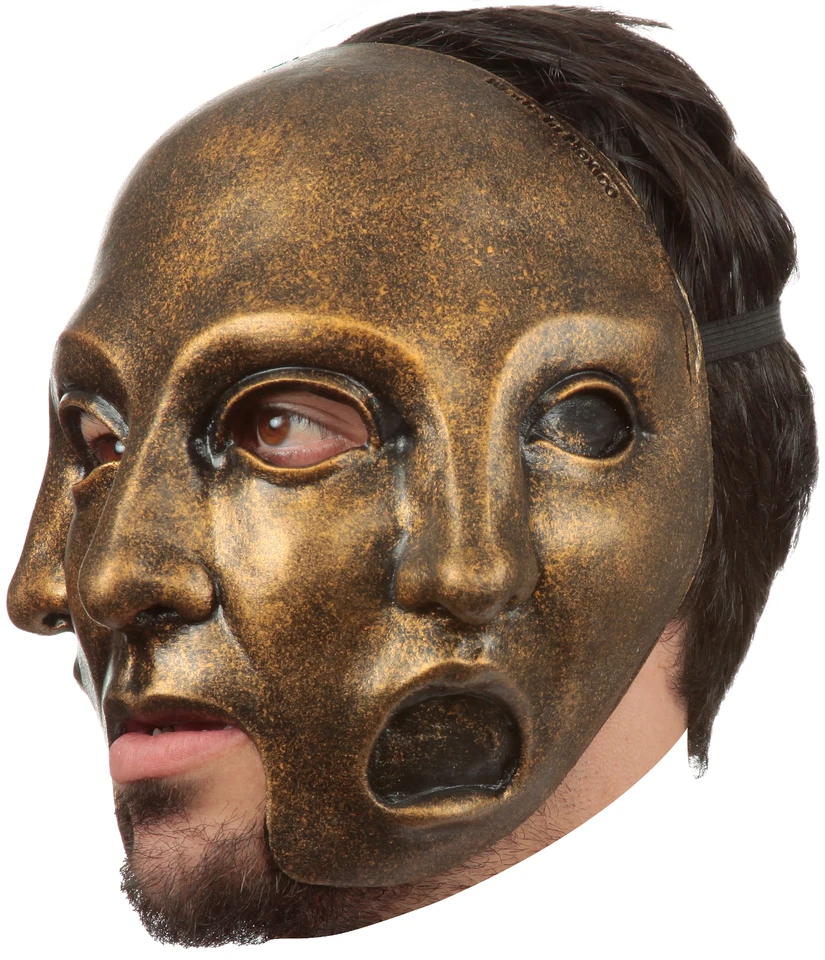Ghoulish Productions 3 Faces Gold Mask Latex Face Mask Horror Halloween Cosplay - Image 2 of 4