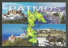 Map postcard Patmos South Aegean Greece stamp