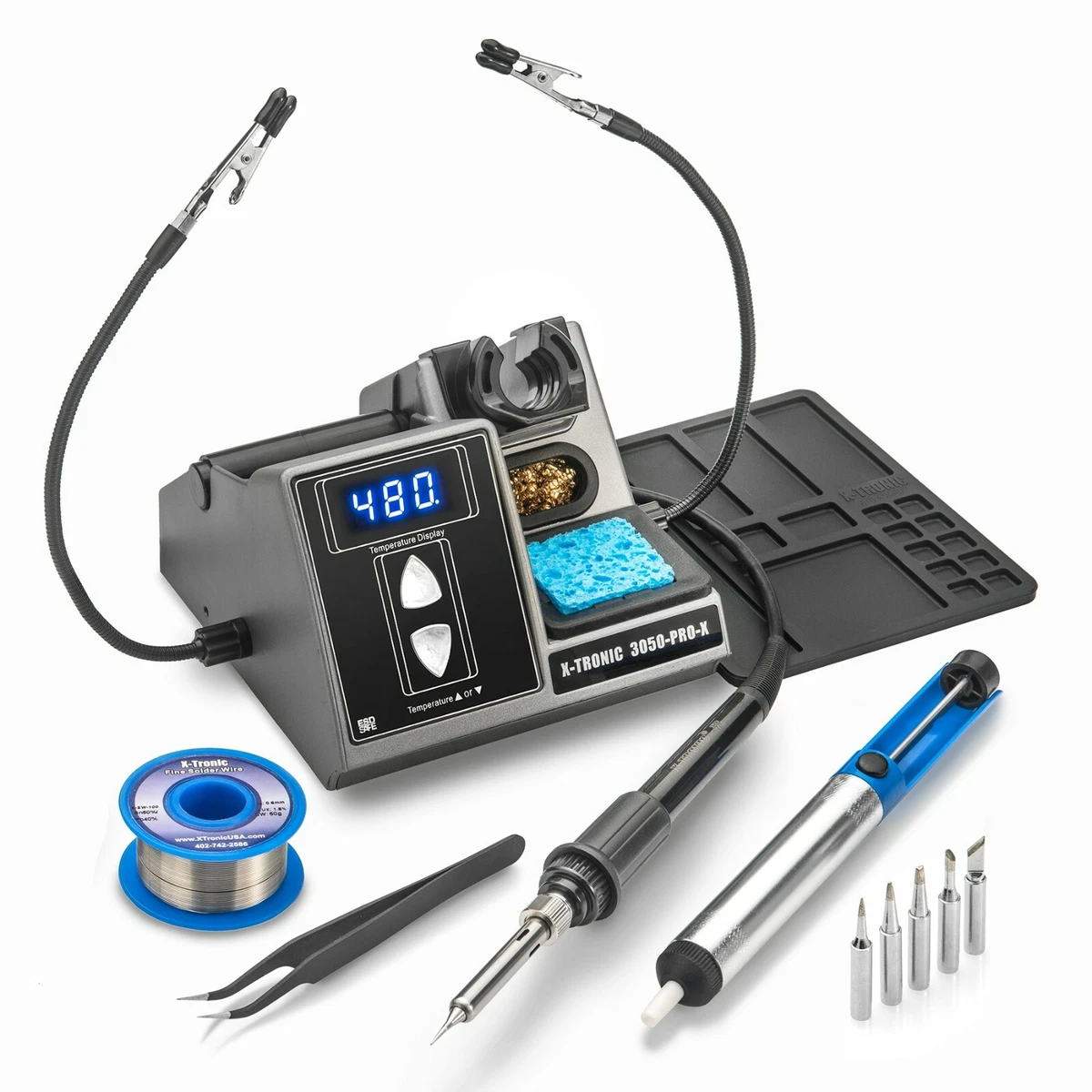 X-Tronic 9040-PRO-X 200W Soldering Iron Station Kit - Quick Temp, ESD-Safe, With Sleep Timer