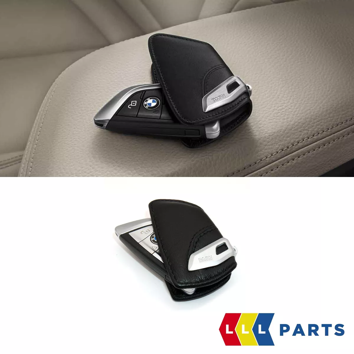 NEW GENUINE BMW BLACK KEY CASE WITH STAINLESS STEEL CLIP 