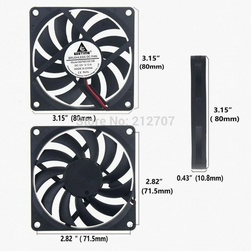 2x 70mm 70x70x10mm Lüfter Gehäuselüfter 5V 12V 24V für PC Computer leise FAN DE - Bild 4 von 4