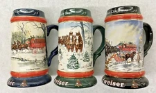 Budweiser 1990. 1991, 1992 Christmas Collection Mugs (Lot of 3)