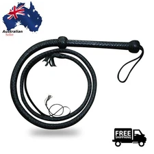 Genuine Leather Bull Whip 06 Feet Long 12 Plaited Heavy Duty Rope Core Bullwhip