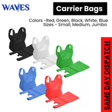 Plastic Carrier Carry Bags Strong Red Blue Green White Black Small Medium Large