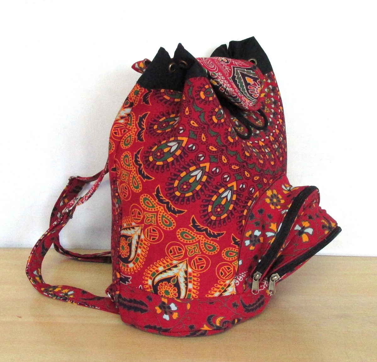 Maslinda Designs Handmade Cotton Backpack Handmade Cotton Backpack (hamsa) Unique and Accessible  main image 3
