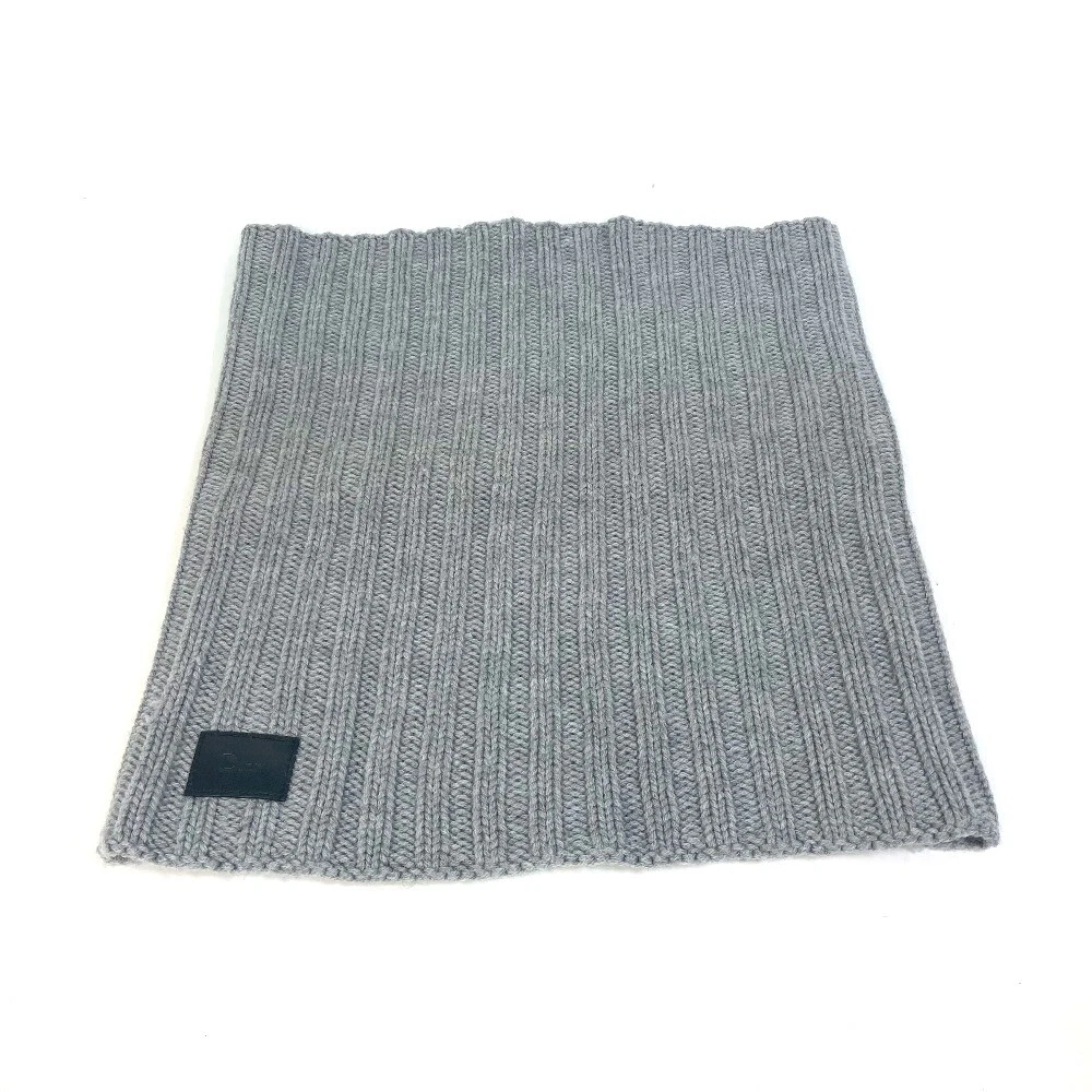 Étiquette en cuir tricoté Christian Dior logo cou snood plus chaud écharpe gris/noir