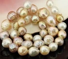 HUGE 17”12-15MM NATURAL SOUTH SEA GENUINE GOLDEN LAVENDER NUCLEA PEARL NECKLACE