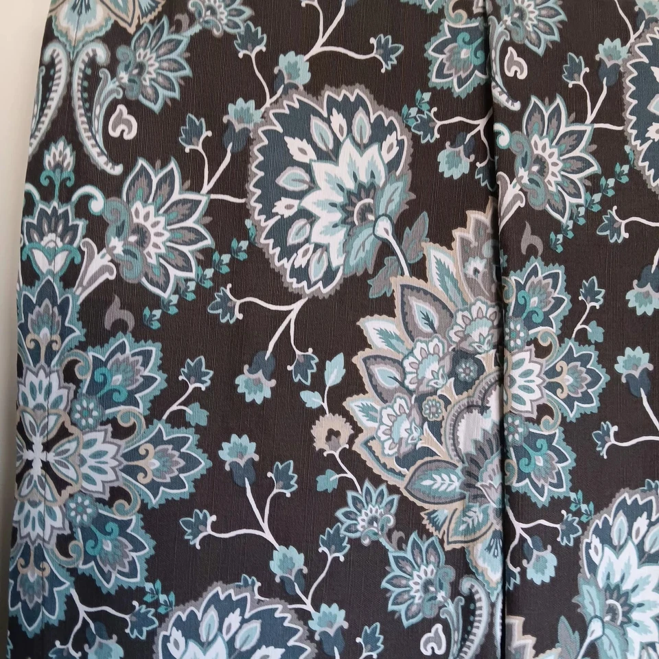 2 - Envogue Grey Turquoise Floral Curtain Panels 50 x 96 Boho Rod Pocket - Image 3 of 4