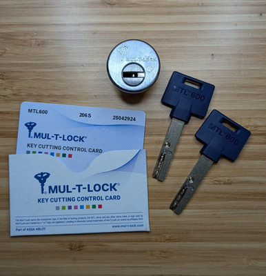 Mul-T-Lock Interactive MTL600 1-1/8'' Mortise Cylinder with 2 Keys and Card