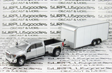 Greenlight LOOSE 2022 GMC SIERRA 3500 HD Dually Pickup w/White Enclosed Trailer