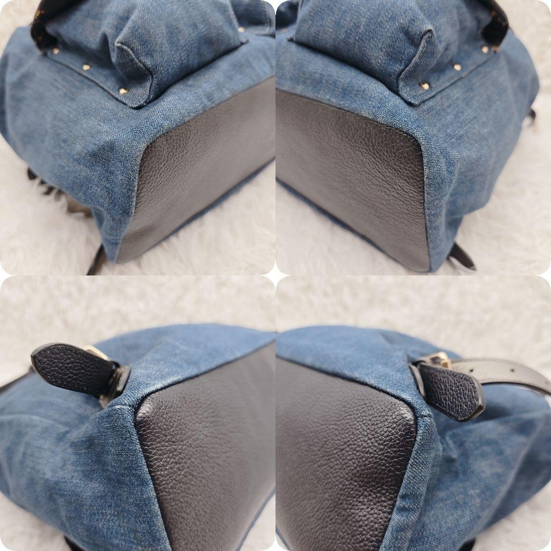 COACH Denim Leather Drawstring Backpack Dark Navy… - image 8