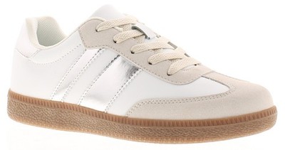 Apache Damen-Retro-Sportschuhe Metallic-Streifen Gaze Schnürung weiß UK-Größe