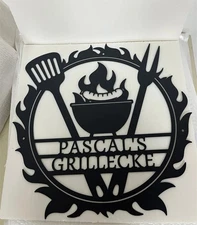 Personalized Barbecue Metal Sign, Custom Large BBQ Decor, Grill Wall Art