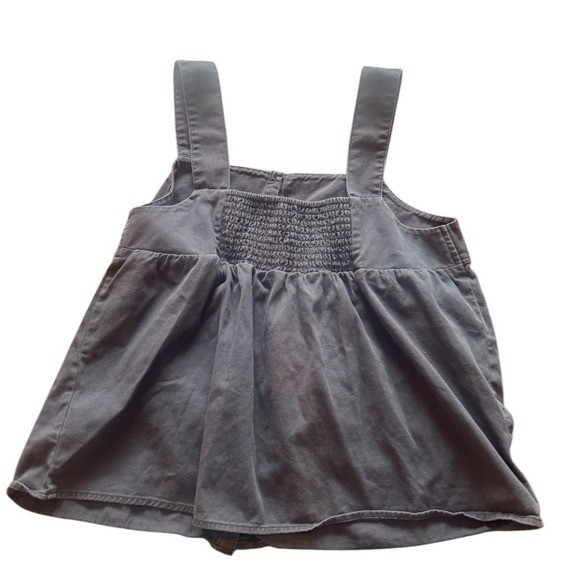 Womens Gray Square Neck Button Front Smocked Back… - image 3