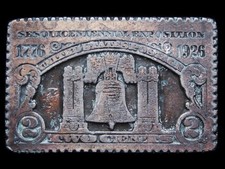 KC19135 VINTAGE 1970s  1926 SESQUICENTENNIAL EXPO  US POSTAGE STAMP BUCKLE