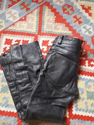 Bangla Lederhose 29 Damen unisex Motorad geschnürrt neu Lederjeans schwarz dick