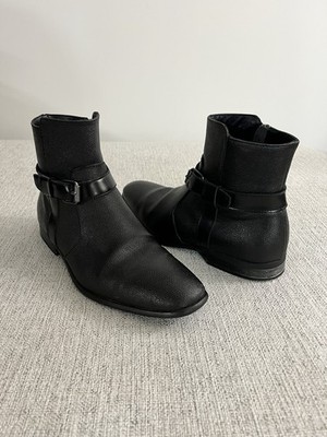 Rare Calvin Klein Men's Louis Ankle Boot, Black Tumbled Leather, US 9.5 34F0473