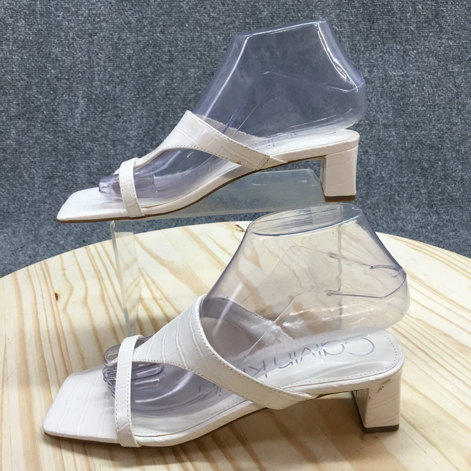NUEVAS Sandalias Calvin Klein Para Mujer 7 M Jared Informales Sin Cordones Tanga Blanco Foto 4 de 4