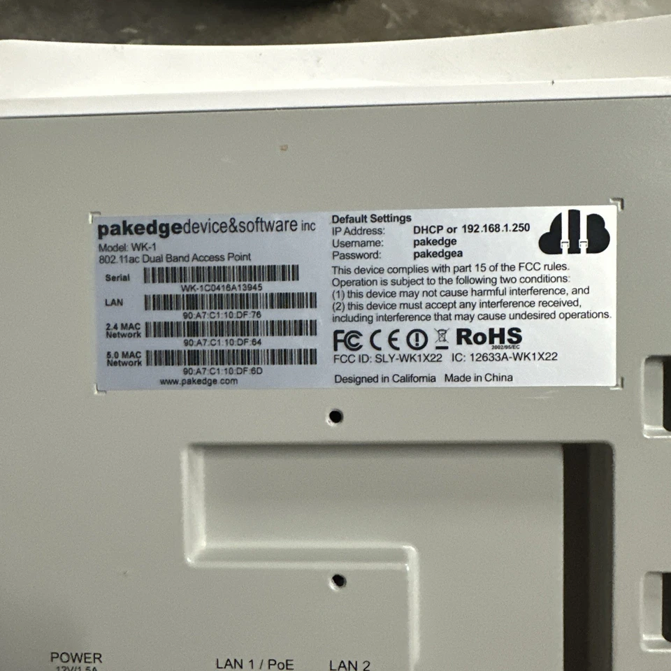 Pakedge WK-1 Dual Band Indoor Wireless Access Point - Image 3 of 3