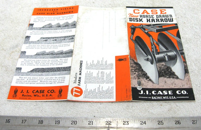 VINTAGE 1936 CASE HORSE DRAWN DISK HARROW MAILER BROCHURE