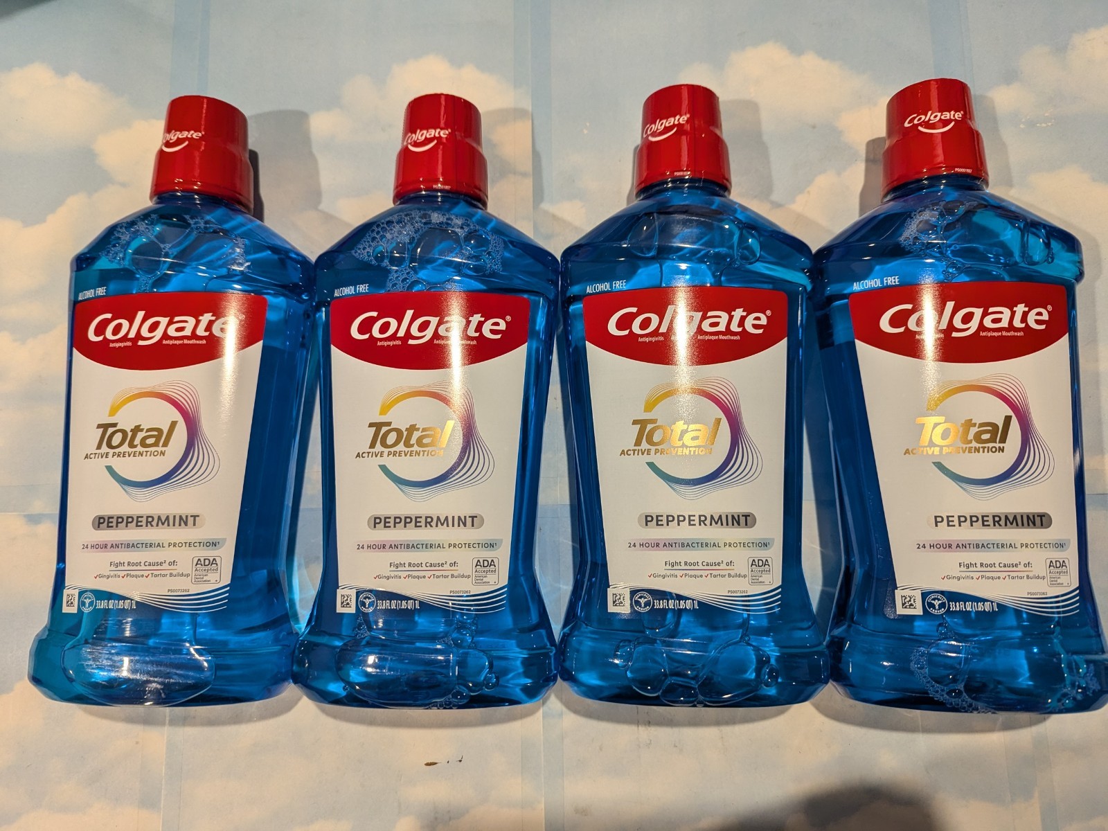 LOT (4) COLGATE TOTAL MOUTHWASH PEPPERMINT 24 HR PROTECTION 33.8 FL OZ ...