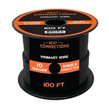 10 Gauge Car Audio Primary Wire (100ft–Black)– Remote, Power/Ground Electrical