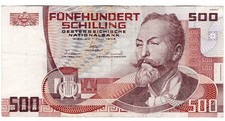 1985 (1986) AUSTRIA 500 SCHILLING NOTE - p151 VF