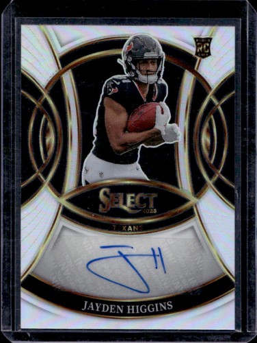 2025 Panini Select Jayden Higgins Rookie RC Silver Prizm Auto #RSI-JHS Texans