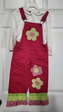 OshKosh B'gosh Pink Denim Bib Overalls 3 Toddler 3T New with Shirt